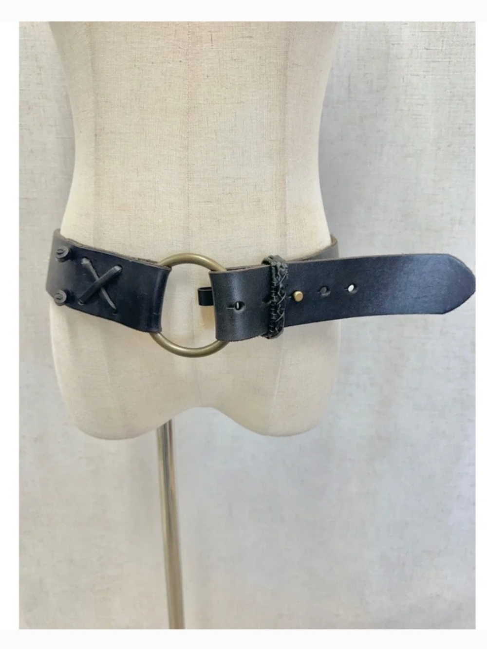 Ralph Lauren Denim & Supply Leather Belt with Antique Brass Ring
